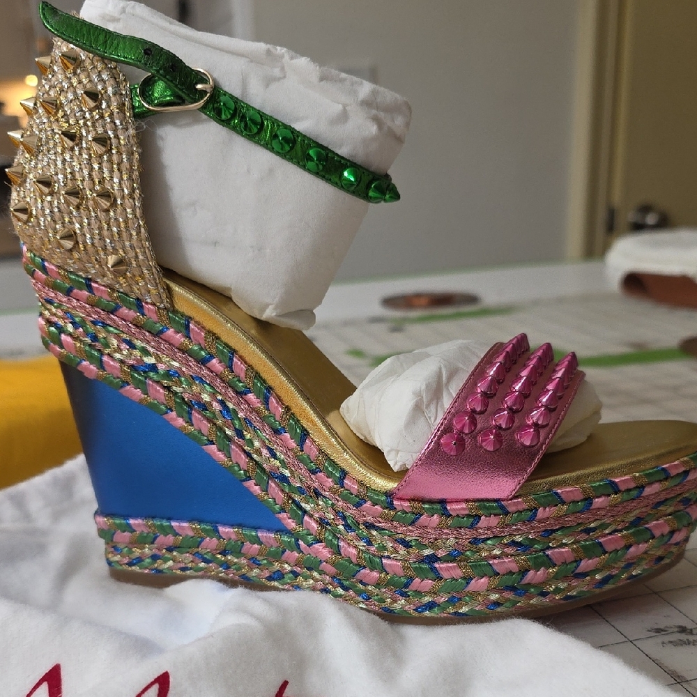 Christian Louboutin Multicolor Spiked Wedges